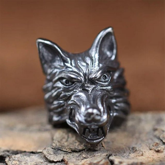 Binchi Outdoor Product Anhänger Wolfskopf Skulptur, Messing, Grau - Bild 1