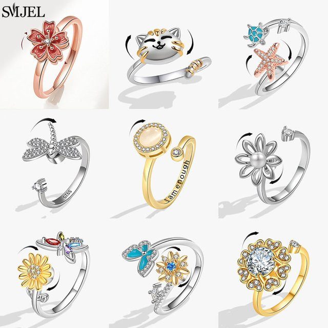 SMJEL Ring, Silber, Damen, Blume Katze Seestern, Verspielt - Bild 1
