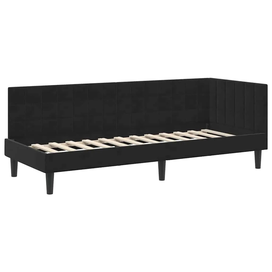 vidaXL Eckbettgestell mit Kopfteil in Schwarz aus Stoff, B/T/H: 80 x 200 x 140 cm - Bild 2