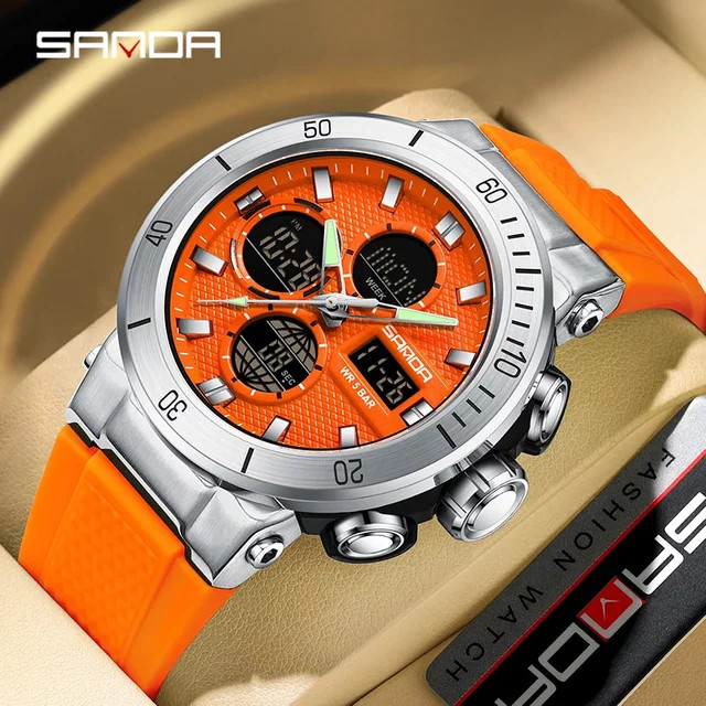 SANDA Armbanduhr, Chronograph, Quarz, Schwarz, Herren - Bild 1