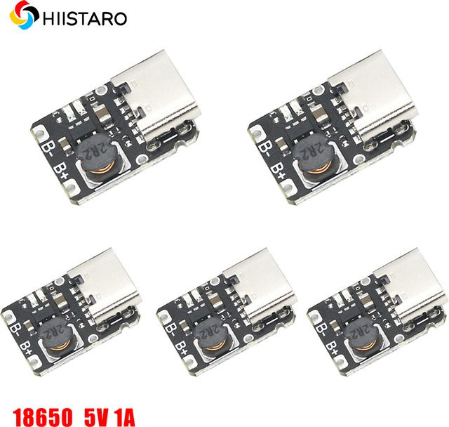 18650 Mini-Lithium-Batterie-Lademodul mit 5 V 1 A Boost-Ausgang und USB-C Anschluss in Schwarz - Bild 1