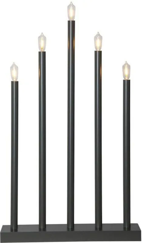 Best Season Fensterleuchter holy 5-flammig in Grau aus Holz und Metall im skandinavischen Design - Bild 1