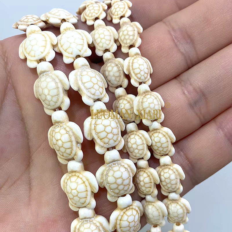 LUOMAN XIARI Schildkröte Spacer Perlen, Naturstein, Howlite, 11 mm, Unisex - Bild 3