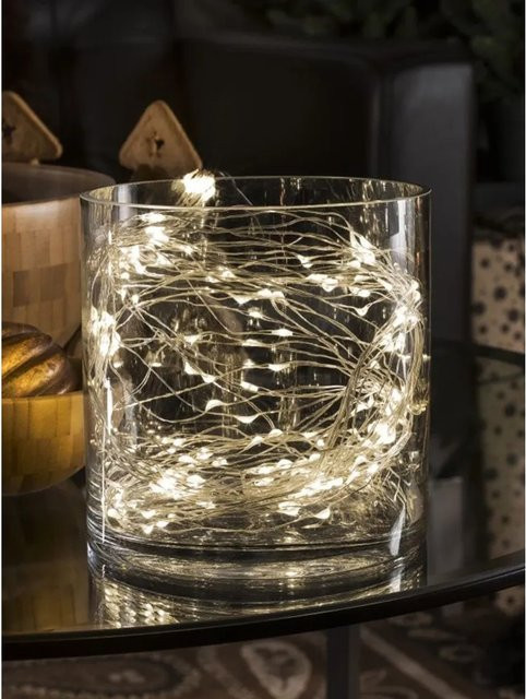 Konstsmide LED Lichterkette Tropfenlametta in Silber mit 200 warmweißen LEDs für den Innenbereich - Bild 1