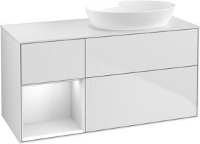 V&B Waschtischunterschrank Finion mit Wandbeleuchtung, Farbe Weiß Lack, Breite: 120 cm, Höhe: 50,1 cm - Bild 1