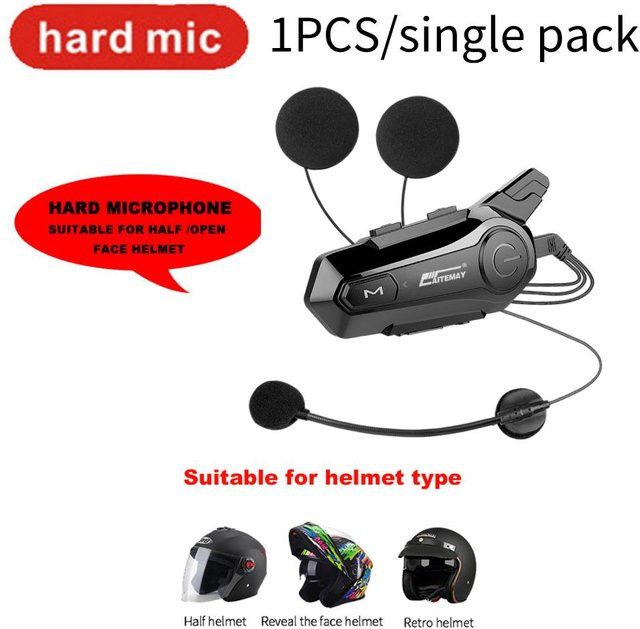 YJMP Auto Parts Bluetooth 5.0 Motorradhelm-Gegensprechanlage, wasserdichtes kabelloses Headset für 2 Fahrer, Farbe: Schwarz - Bild 1