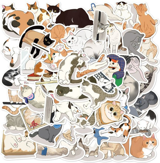 Rspctou Cartoon-Katzen-Aufkleber, multicolor, 10 Stück - Bild 1