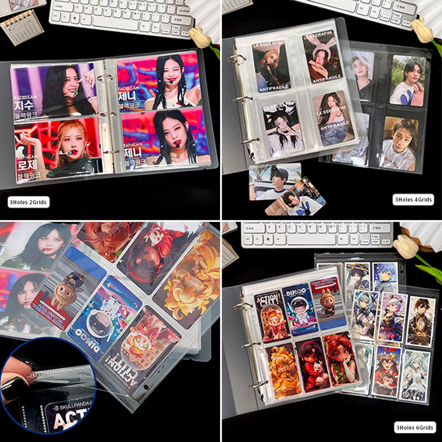 Findohope 10 Stück transparente Fotoalbum Nachfüllseiten im A5 Format für 3/7-Ring Binder mit 1/2/4/6 Taschen zur Aufbewahrung von Fotokarten und Kpop Album Karten - Bild 2