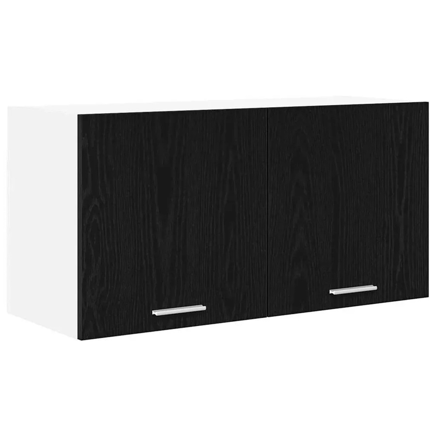 vidaXL Hängeschrank Riga mit Tür in Schwarz und Eichen-Optik, B/T/H: 80 x 31 x 40 cm - Bild 2