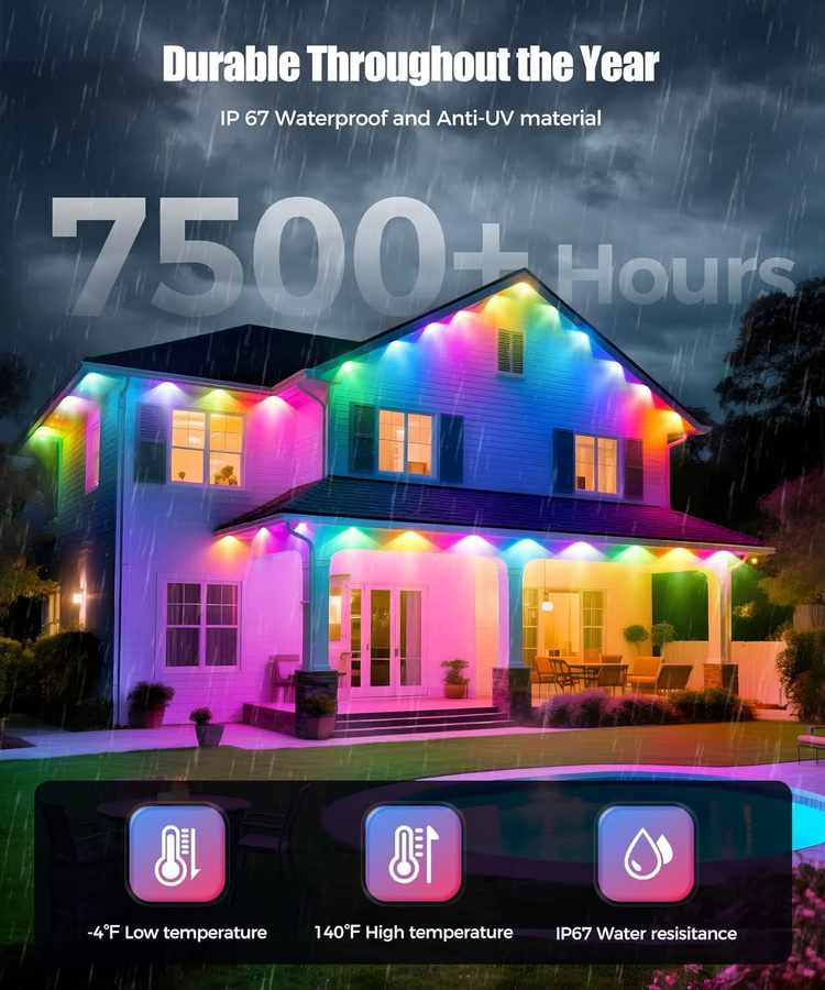 OSIDEN RGB LED Außenleuchten IP65 wasserdicht mit Fernbedienung Multicolor Drop Effekt für Garten und Weihnachten - Bild 3