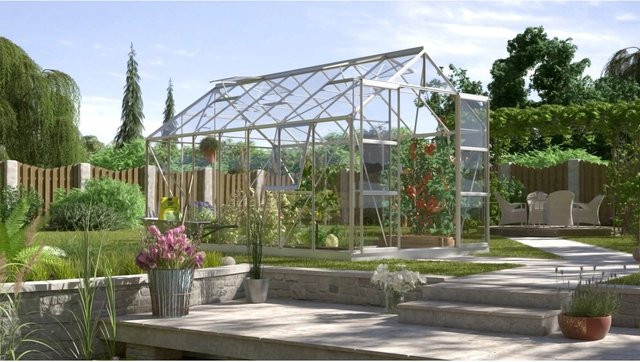 Vitavia Gewächshaus Jupiter 11500 aus eloxiertem Aluminium mit Sicherheitsglas und Fundament, 11,5 m² - Bild 1