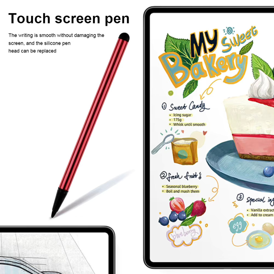 Alloet Universal Stylus Kapazitiver Touchscreen-Stift mit Tilt-Funktion für Android und iOS, passend für Xiaomi, Huawei, Samsung Tablets und Smartphones, Farbe: Rot - Bild 2