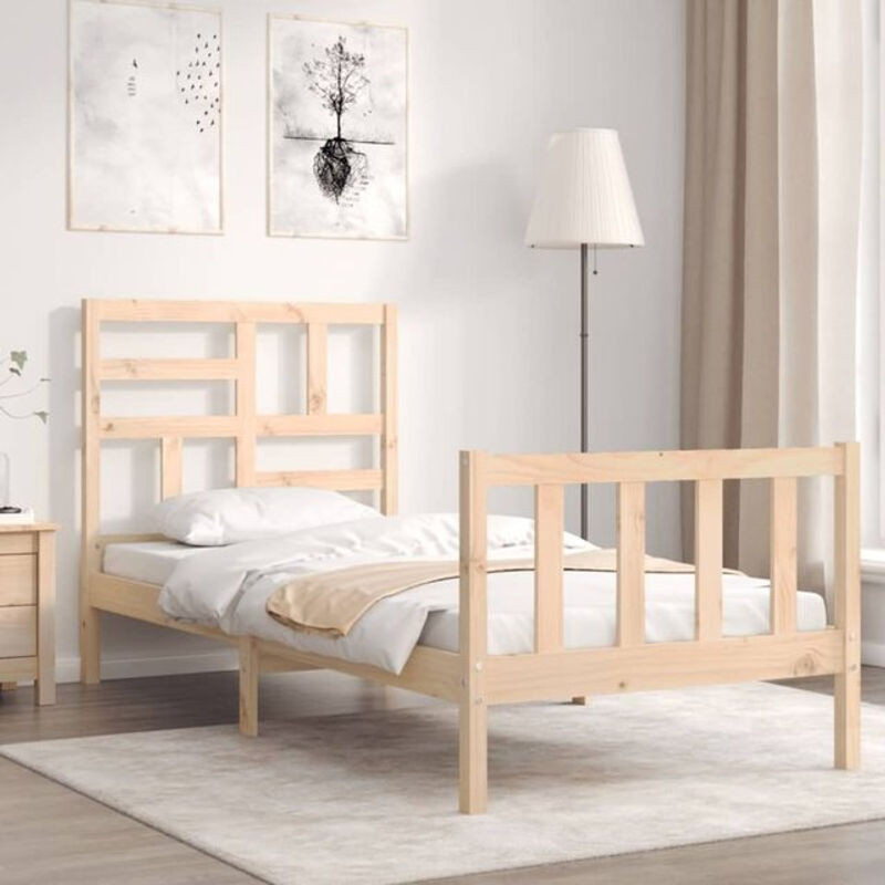 Massivholzbett vidaxl aus Kiefer in Natur Beige im Landhaus- und Skandinavischen Stil, B/T/H: 190 x 104 x 80,5 cm - Bild 1