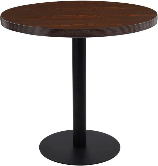DELUKE Bistrotisch FLORI Rund aus MDF und Stahl, Farbe Dunkelbraun/Schwarz, Durchmesser: 80 cm, Höhe: 75 cm - Bild 1