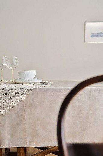 Jotex Tischdecke LINNIE in Beige, wasserabweisend und abwischbar, Baumwolle und Leinen, Plain Design - Bild 1