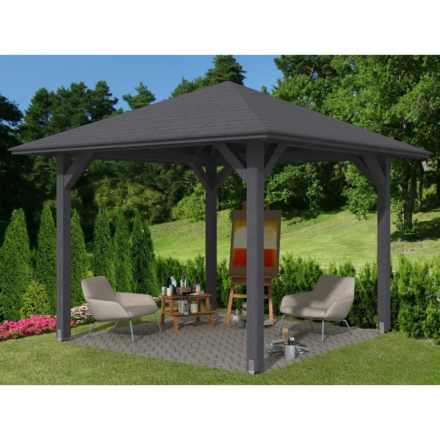 Skan Holz Pavillon Cannes 1 aus Fichte in Schiefergrau, B/T: 294 x 294 cm - Bild 2