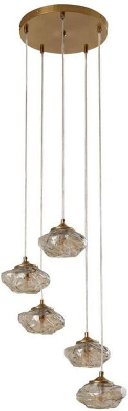 Lindby Piatra Pendelleuchte aus Glas in Amber und Messing mit 5 Flakons Durchmesser: 45 cm - Bild 1