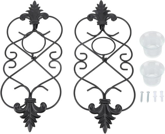 2er-Set Wandkerzenhalter aus Eisen von OutsideWorld in Schwarz für Tealight und Dekoration