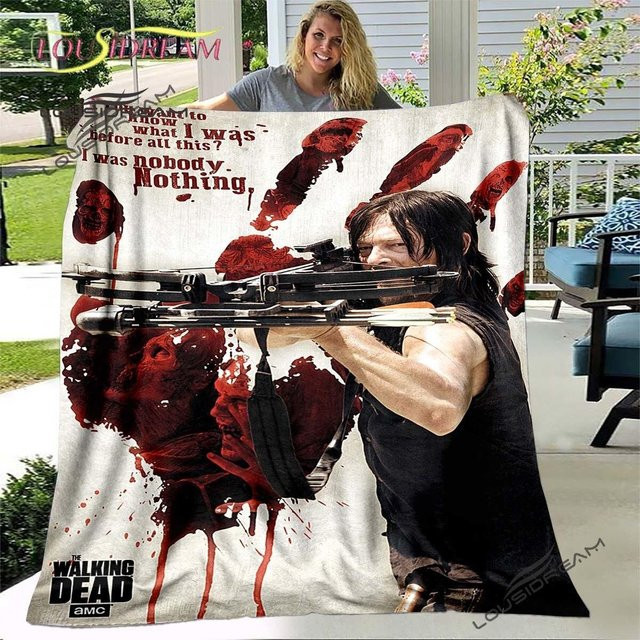 Daryl Dixon The Walking Dead Überwurfdecke von new Yunheng, flauschige Flanell-Sofadecke für Erwachsene und Kinder, Mehrfarbig, B/H: 75 x 90 cm - Bild 1