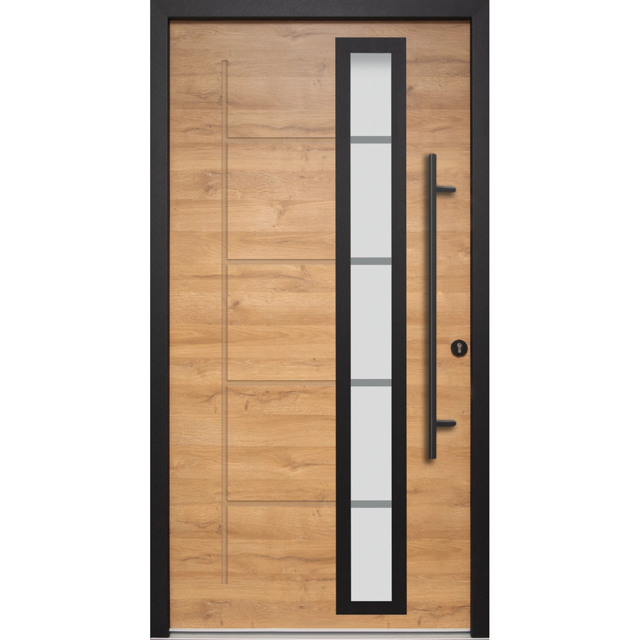 Splendoor Haustür ThermoSpace Paris Prime Woodeffect in Braun und Schwarz mit Glaseinsatz, modern, B: 110 cm, H: 210 cm, Anschlag Rechts - Bild 2