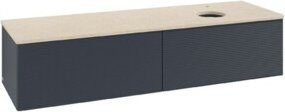 V&B Waschtischunterschrank Antao mit Frontstruktur, Wandmontage, Mattblau lackiert, Breite: 160 cm, Tiefe: 50 cm - Bild 1