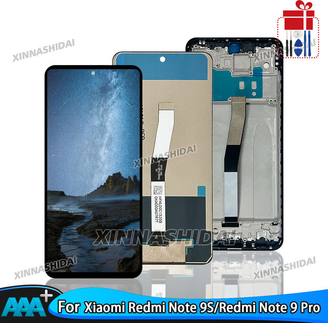 Xiaomi Redmi Note 9S Display mit LCD und Touchscreen Digitizer Montage in Schwarz für Modell M2003J6A1G und Redmi Note 9 Pro Ersatzteil - Bild 1