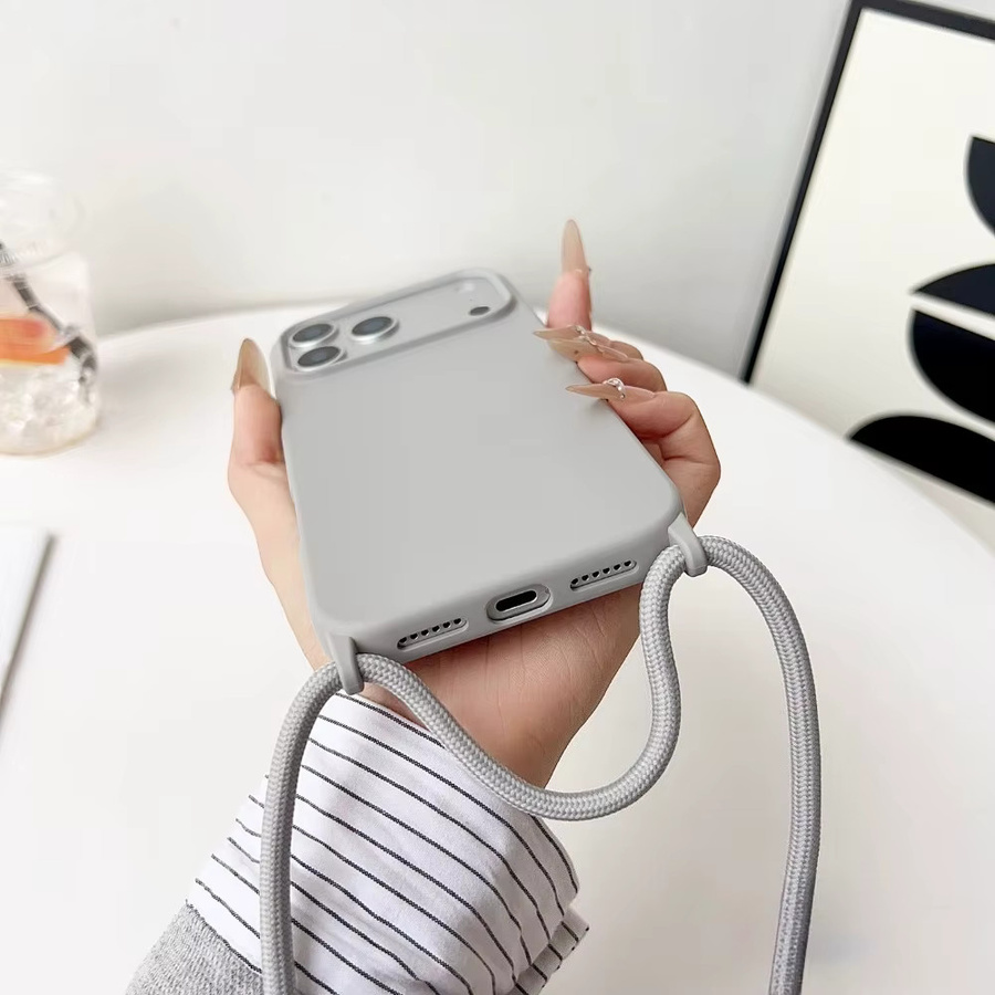 ZMZKRX Flüssigsilikonhülle mit Halsketten-Trageband für iPhone 11 bis iPhone 17 Pro Max, Farbe: Grün - Bild 3
