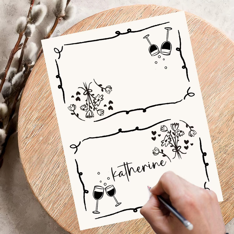 10 Stück weiße Tischkarten aus Papier mit individuellem Text für Hochzeit, Geburtstag und Bankett - Bild 4