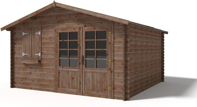 Altanka Gartenhaus Gerätehaus Braun, B x T: 4 x 4 m, 16 m2, 28 mm Wandstärke, Imprägniert, DOM181 - Bild 1