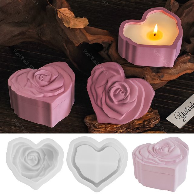 UDOCOOL Silikonform für Relief Rose und Herz zur Gestaltung von Kerzen, Harz- und Betonornamenten sowie Tassen im Retro-Stil - Bild 1