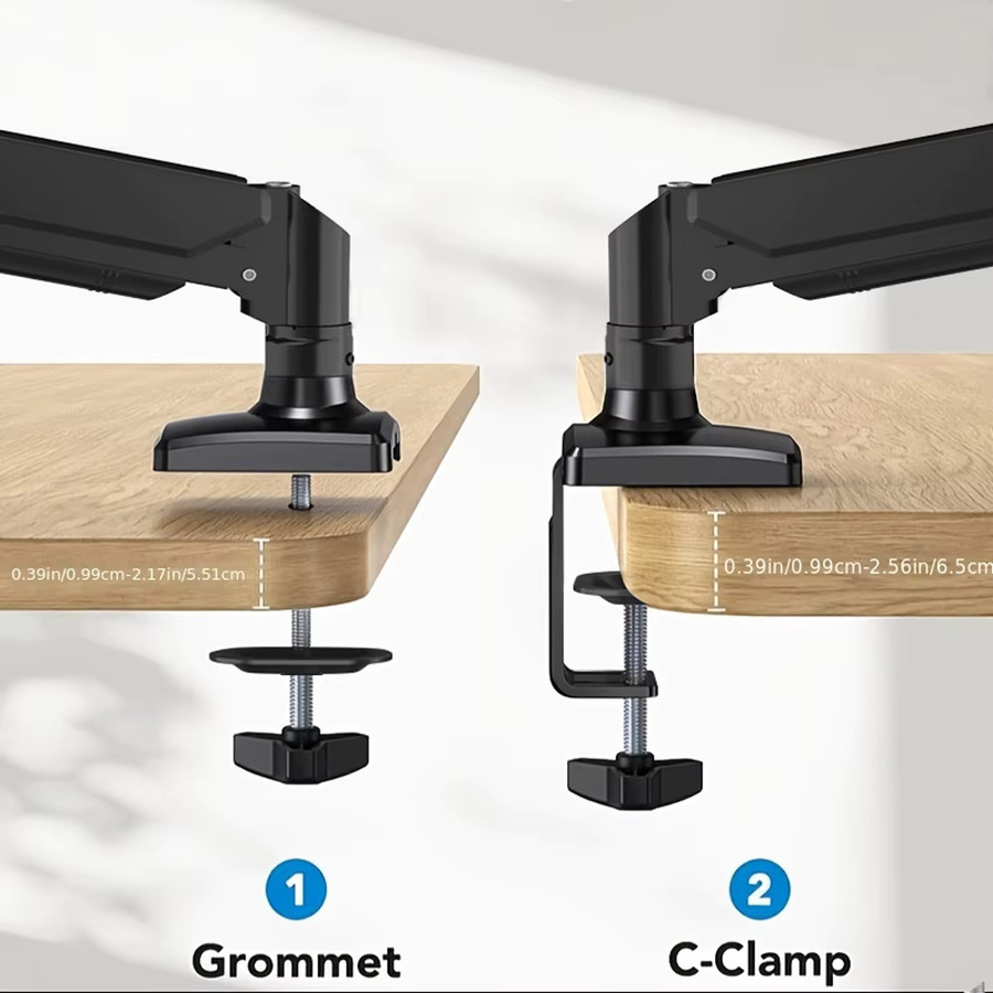 Einzelmonitor-Arm-Schreibtischhalterung für 17 bis 32 Zoll Bildschirme, Tragfähigkeit bis 10 kg, Schwarz, mit Gelenk-, Klemm- und Tüllenbasis - Bild 6