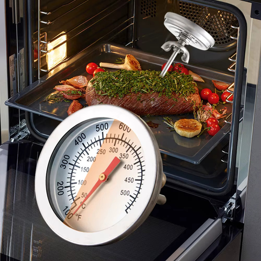 Voktta Bimetall BBQ Thermometer aus Edelstahl mit analoger Temperaturanzeige für Grill und Smoker in Silber und Weiß - Bild 3