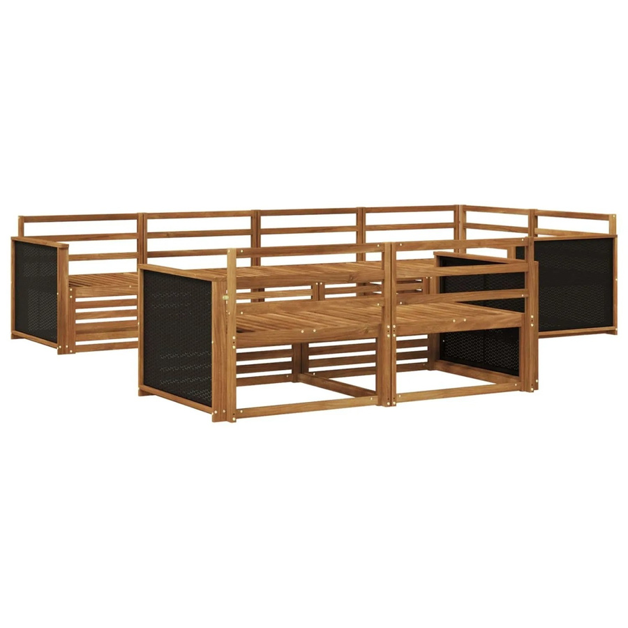 vidaXL Outdoor-Sofagarnitur aus Akazienholz in Braun, 7-teiliges L-Shape Set mit Polstern - Bild 2