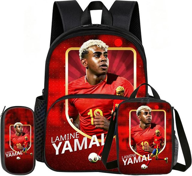 Fancy Style Studio Schultaschen-Set L-Lamin Yamal in Rot mit Rucksack, Brotdose und Federmäppchen - Bild 1