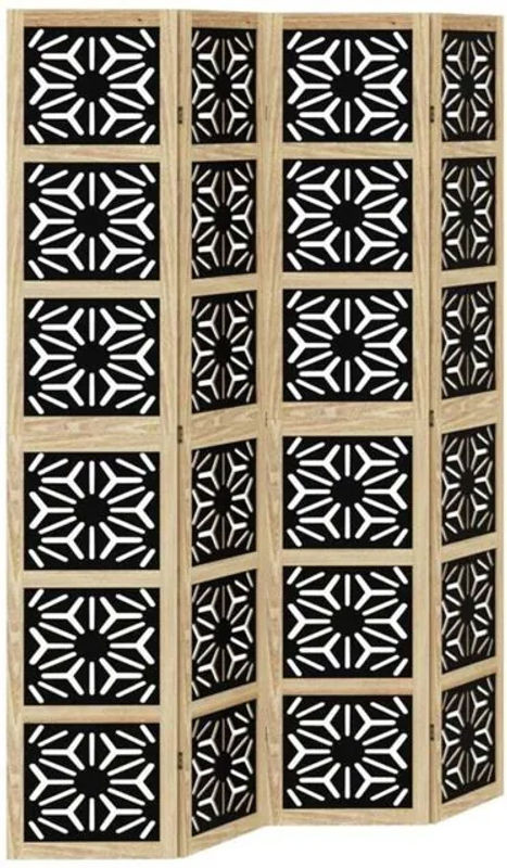 4-tlg. Raumteiler Vidaxl aus Massivholz in Braun und Schwarz im Bohemian Design, freistehend - Bild 1