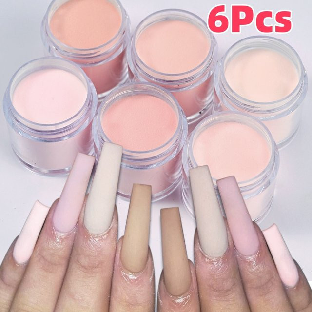 MAFANAILS Acrylpulver Nail Art, Nude/Rosa, 6x 7g, Matt - Bild 1