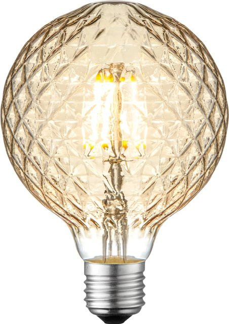 Leuchten Direkt Just Light LED-Leuchtmittel E27 Globeform Amber Transparent, 4 W, dimmbar, Warmweiß, B/T/H: 13,5 x 9,5 cm - Bild 1
