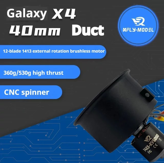 Xfly 40 mm 12-Blatt-EDF-Kanalventilator, 3/4 Netzteil-System, mit 4S 1413-kv5000 externem bürstenlosem Motor für RC-Jet-Flugzeuge - Bild 1