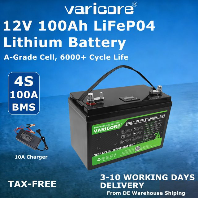 VariCore LiFePO4 Batterie 12V/12,8V 100Ah in Schwarz für EV Energiespeicher, Golfcarts, Wohnmobile, Offroad, Solar und Wind - Bild 1