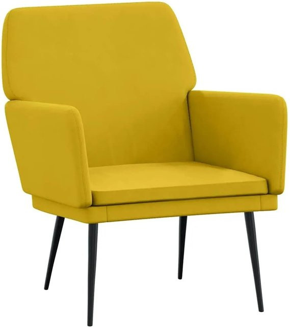 vidaXL Sessel Gelb mit Samtbezug und Metallgestell B/T/H: 62 x 79 x 79 cm - Bild 1