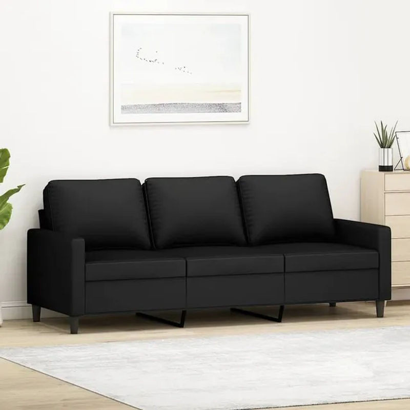 Vidaxl 3-Sitzer-Sofa in Schwarz mit Samtpolsterung und Metallgestell, Breite: 180 cm - Bild 1