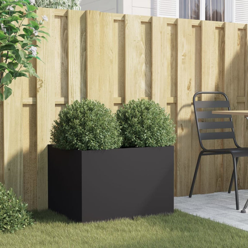 Vidaxl Pflanzgefäß aus Metall, Schwarz, Rechteckig, B/T/H: 62 x 47 x 46 cm - Bild 4