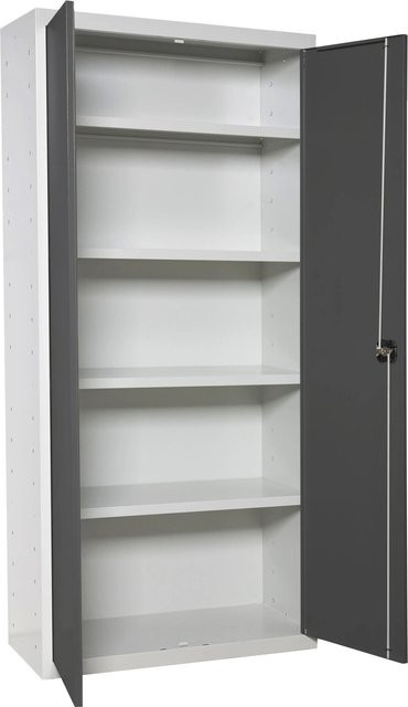 PROREGAL Stahlschrank AMEGO Metallschrank mit Flügeltüren in Anthrazit und Weiß, Höhe: 180 cm, Breite: 80 cm, Tiefe: 40 cm - Bild 1