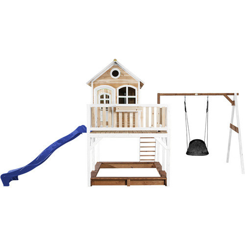 Axi Spielturm Liam mit Roxy Nestschaukel und Rutsche in Braun, Weiß und Blau, B/H/T: 613 x 291 x 277 cm - Bild 2
