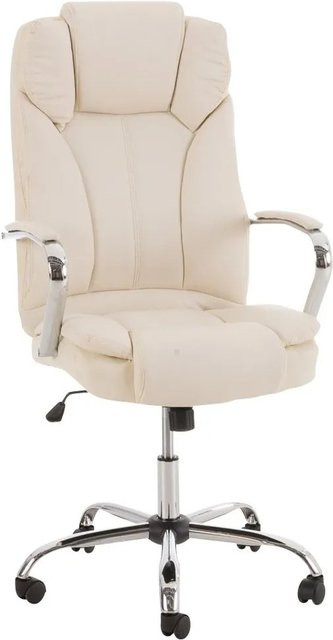Ergonomischer Bürostuhl DELUKE JUBEL in Creme mit Kunstleder und Chromoptik, H x B x T: 115 x 62 x 70 cm - Bild 1