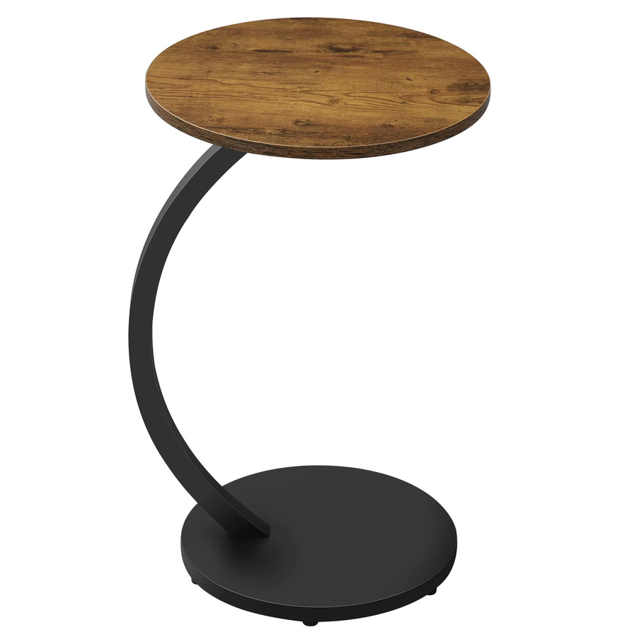 WOLTU C-förmiger Beistelltisch in runder Form, moderner Eck-Sofatisch aus Holz für Schlafzimmer und Wohnzimmer, erhältlich in Schwarz oder Braun - Bild 3