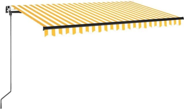 Furnicato Manuelle Einziehbare Markise Gelb und Weiß gestreift mit Pulverbeschichtetem Aluminiumrahmen B: 450 cm, T: 350 cm - Bild 1