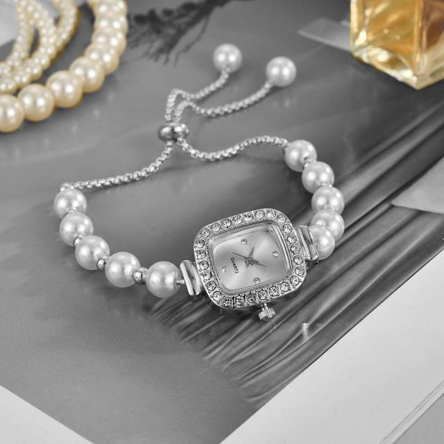 Armbanduhr Legierung, Quarz, Grau, Eckig, Damen - Bild 1