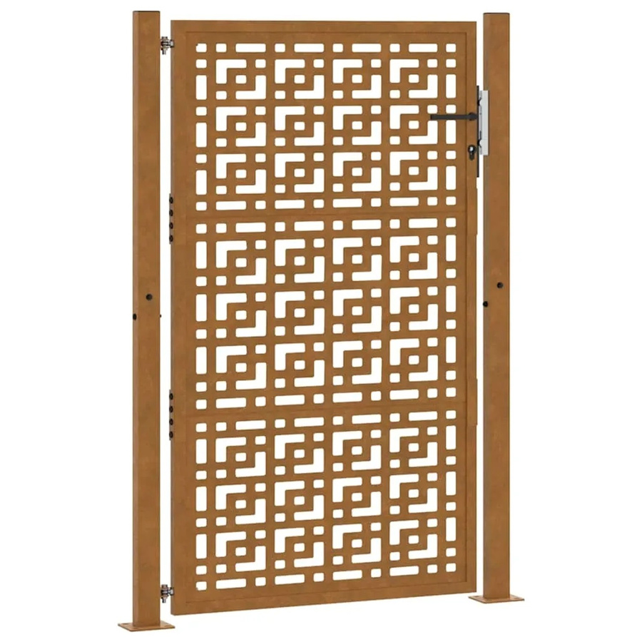 vidaXL Gartentor aus Stahl in Braun mit Kreuzdesign, Breite: 110 cm, Höhe: 155 cm - Bild 2