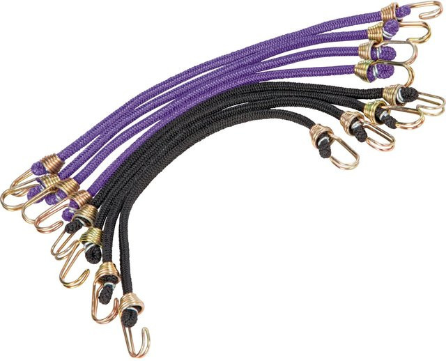 LUX-TOOLS Gummi-Expander mit Metallhaken 8er-Set in Schwarz und Lila, Länge: 25 cm - Bild 1